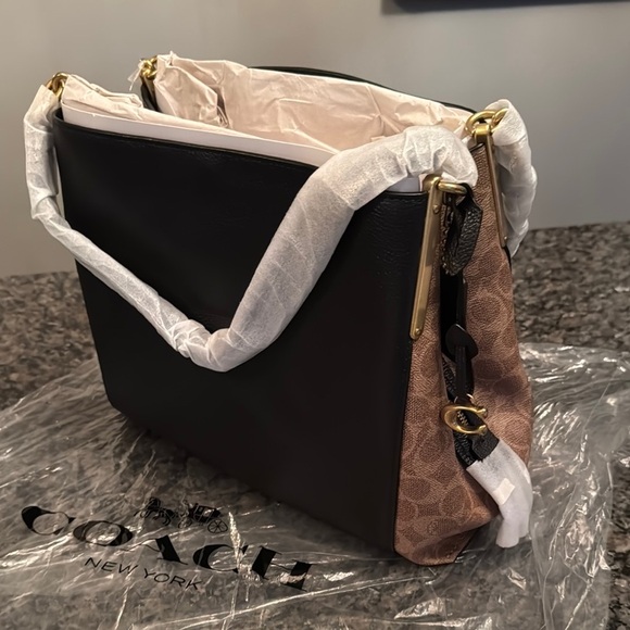 Coach Black leather and coated canvas Brown Women's Bag NWT - Picture 3 of 15